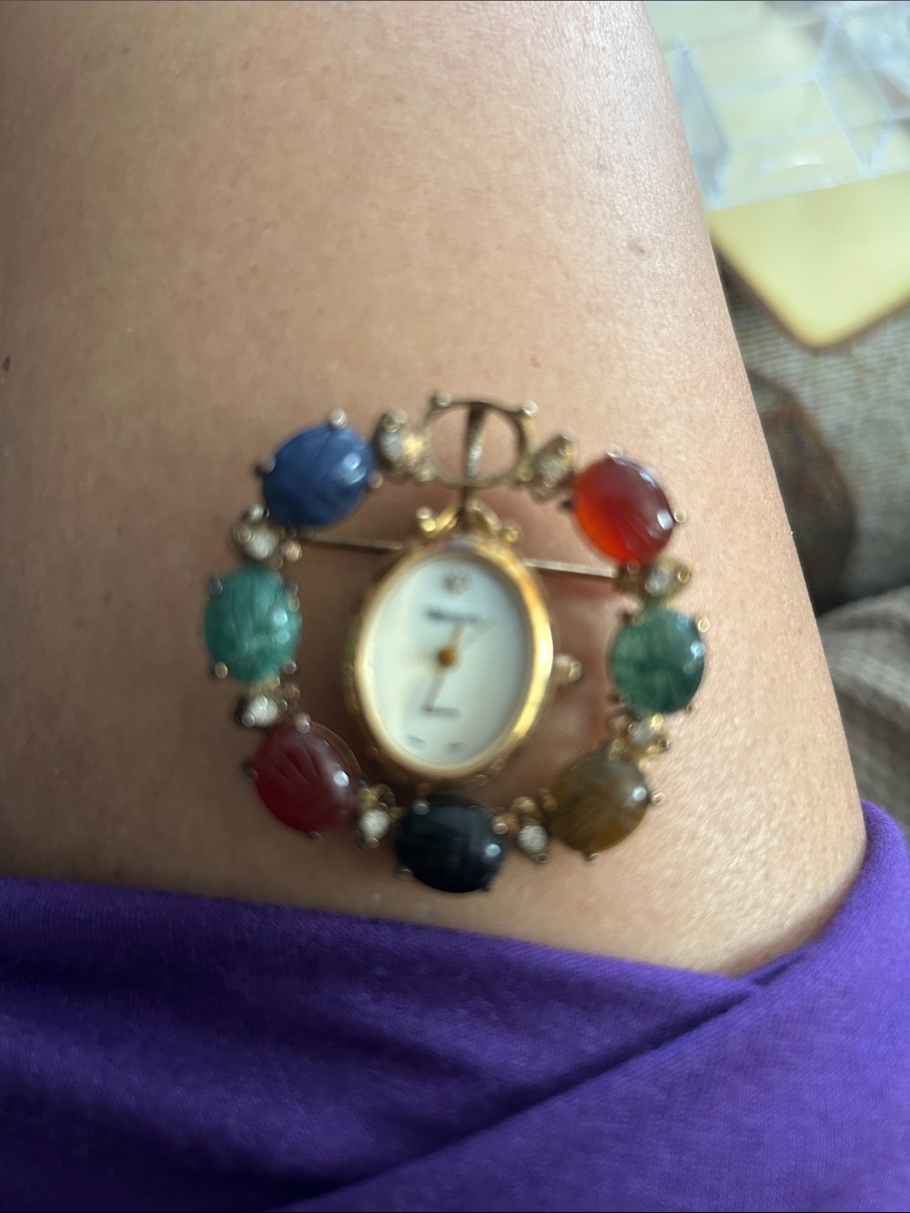 Valentino Garavani Multi-Color Scarab Watch Brooch